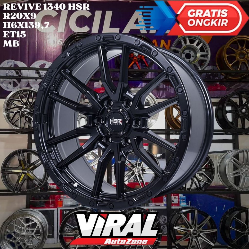 Velg Mobil Ring 20 HSR REVIVE R20 LEBAR 9 INCH LOBANG 6 ET15 BLACK