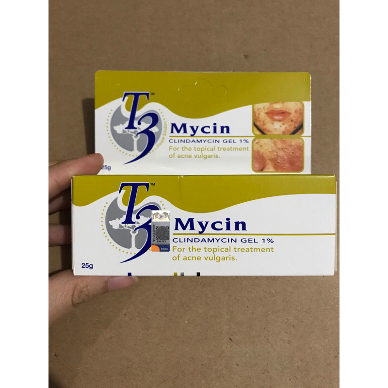 T3 MYCIN MALAYSIA CLINDAMYCIN 1% ORIGINAL 25g GEL CREAM UNTUK KULIT BERJERAWAT JERAWAT TREATMENT GEL
