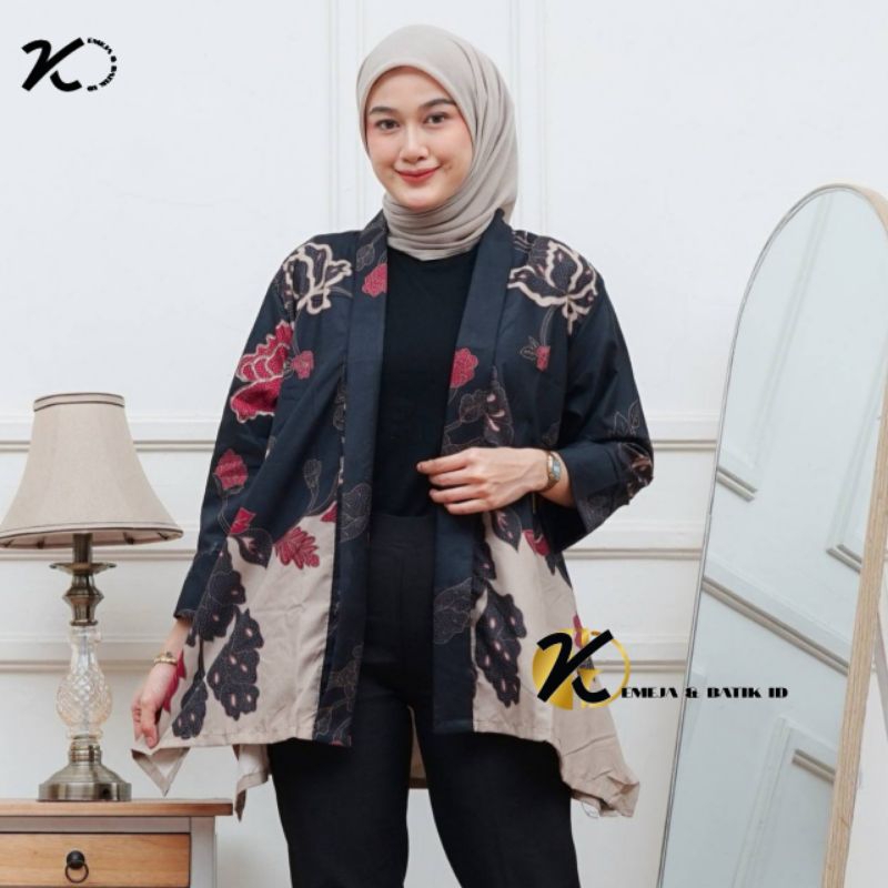 Outer Sakura Batik polimikro kondangan seragam kerja / outfit batik / lengan panjang untuk pesta /  