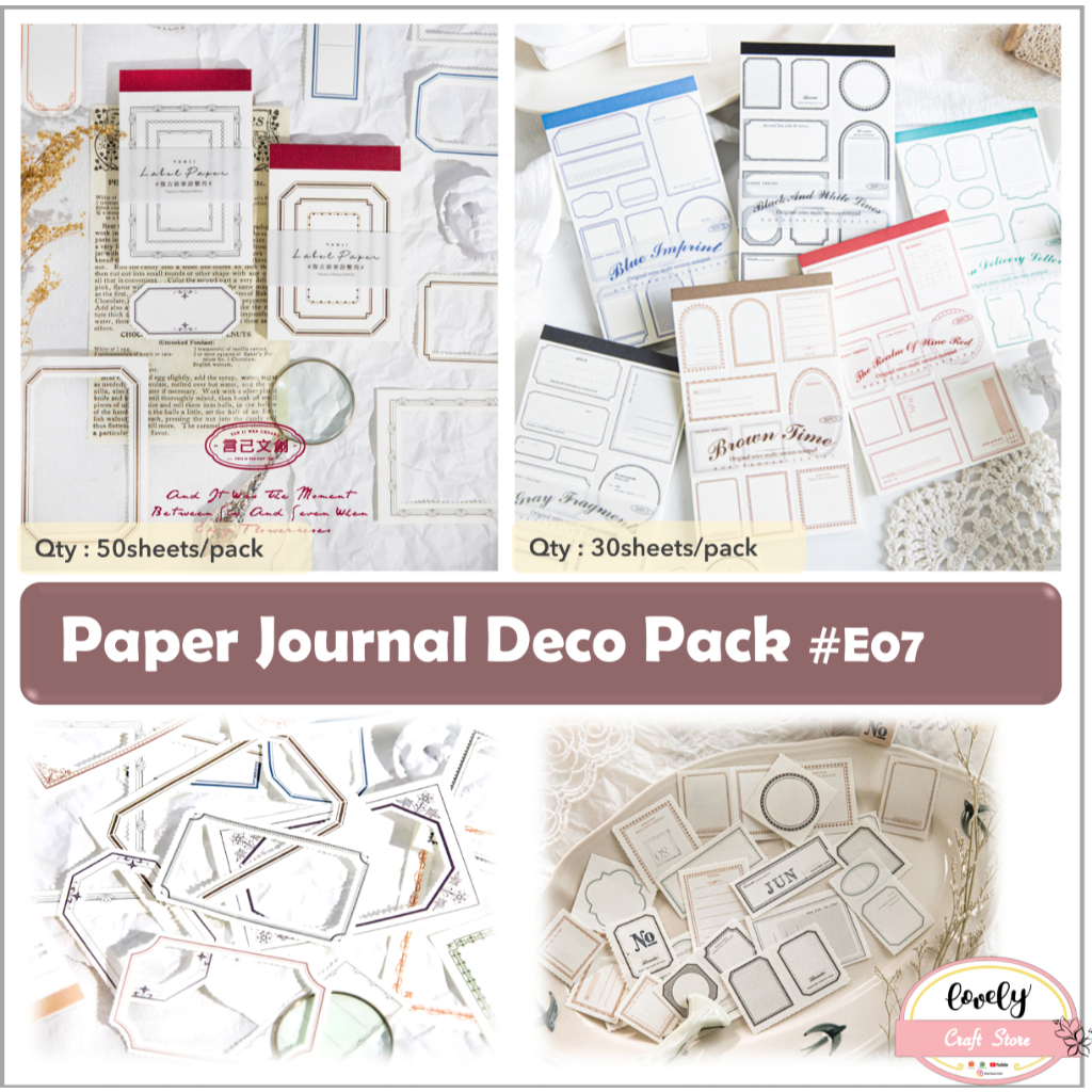

LovelyCraftStore | E07 E13 30pcs/pack or 50pcs/pack ~ Paper Pack Deco Pack Journalling Kit DIY Bujo Art Deco Pack Sticker Scrapbooking Diary Kit