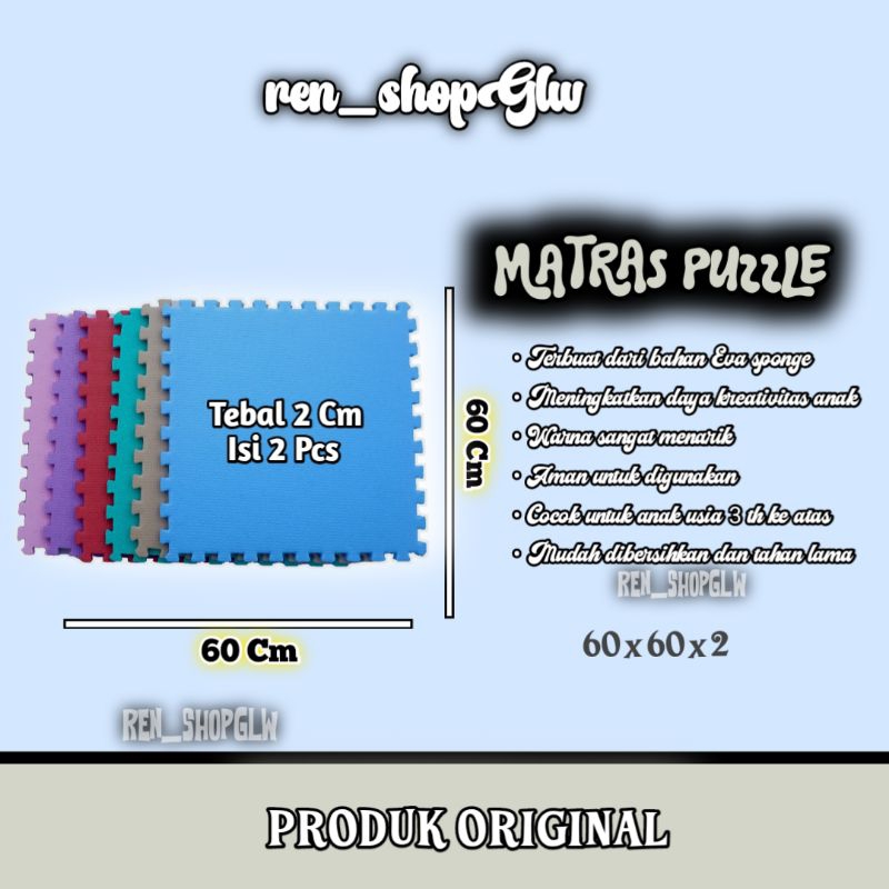 Matras Puzzle 60 x 60 Tbl 2 Cm isi 2 Pcs / Alas Bermain Anak / Karpet