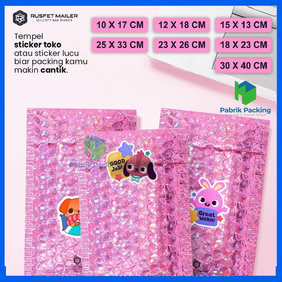 

AMPLOP BUBBLE MURAH|BUBBLE MAILER|BUBBLE PACKING PINK HOLOGRAM VARIAN