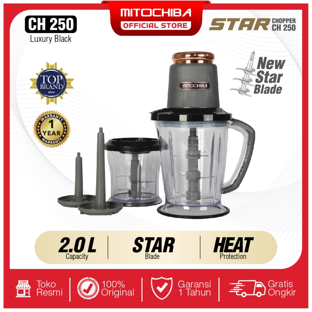 MITOCHIBA STAR CHOPPER CH250 STAR BLADE 2L Alat Penggiling dan Penghalus Bumbu