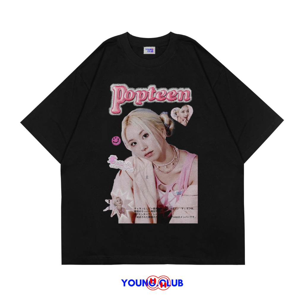 YOUNG.CLUB | KAOS BAJU POPTEEN 2 BLACK | T-SHIRT OVERSIZE HITAM STYLE Y2K VINTAGE BOOTLEG GRUNGE SKE