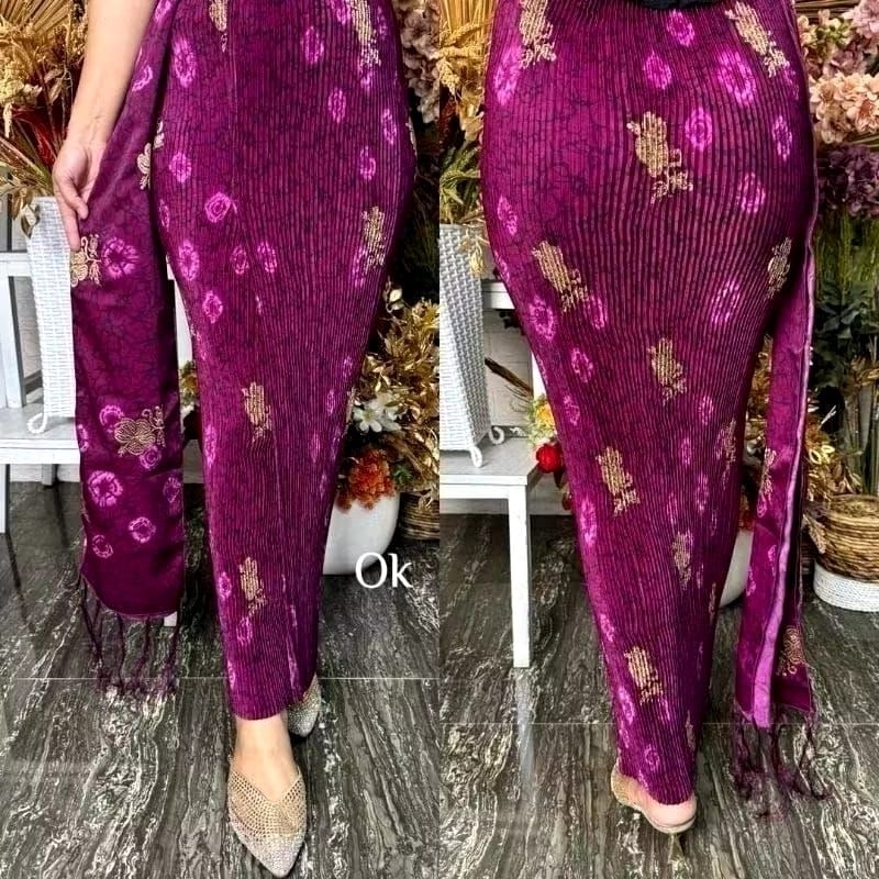 Kamen Plisket bordir Jumputan Sz XL XXL