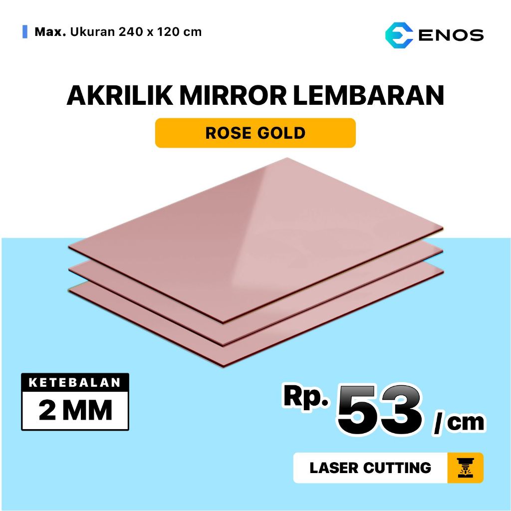 

Akrilik Rosegold Mirror Custom Design Laser Cutting 2mm - Acrylic Sheet Rosegold