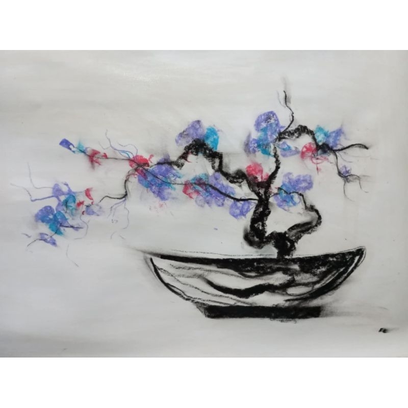 

Lukisan Oil Pastel The Blue Flower