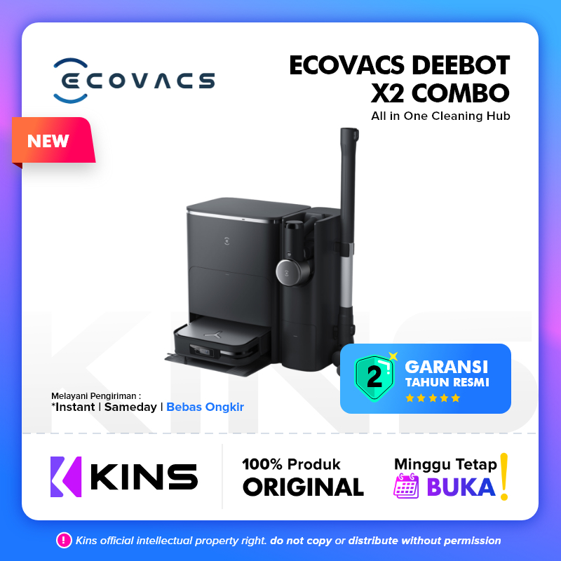 Ecovacs DEEBOT X2 COMBO Robot Vacuum Cleaner dan Handheld Vacum Cleaner