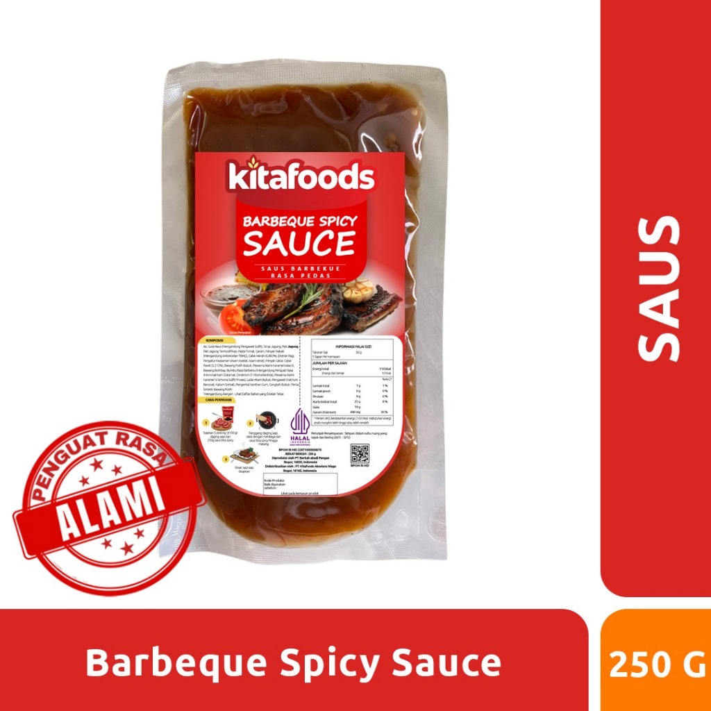 

Barbeque Spicy Sauce - Saus Pedas BBQ Kitafoods Tanpa Penguat Rasa 250gr