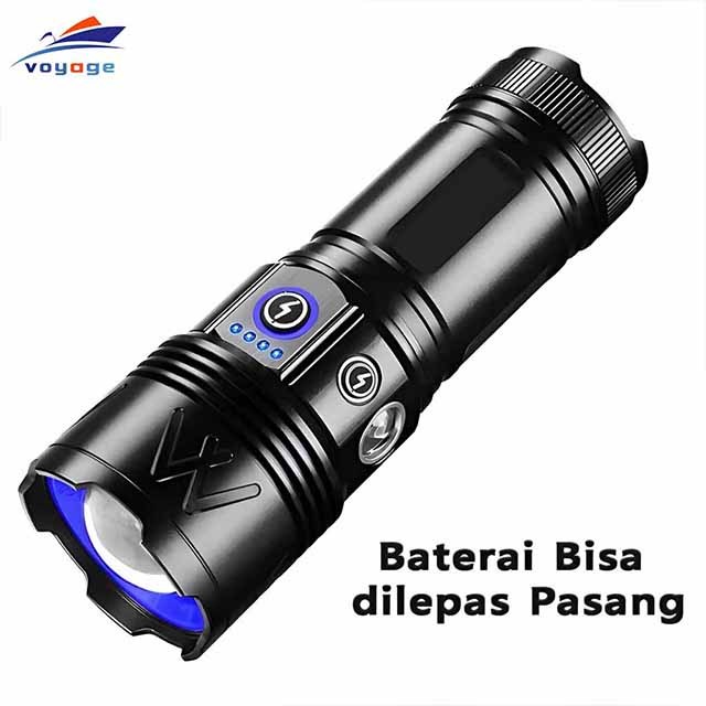 Super Terang Senter Zoom In Out B55 2200 lumens Flashlight Side Lamp Waterproof