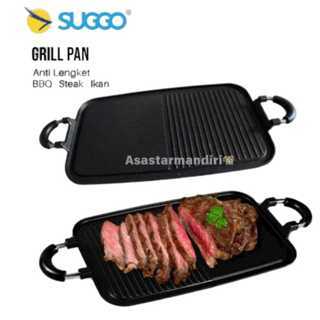 Multi Gril Pan Anti Lengket/Long Grill Pan Bbq Suggo/Alat Panggangan Daging Serbaguna Anti Lengket