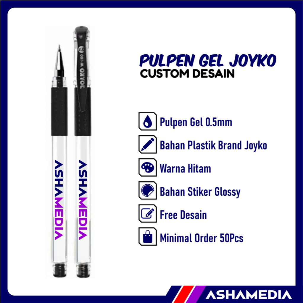 

Pulpen Promosi Souvenir Gel Merk Joyko | Bolpoin Custom Logo Tulisan| Cetak Ballpoint | Pena Lucu Pernikahan Warna Warni | Asha Media