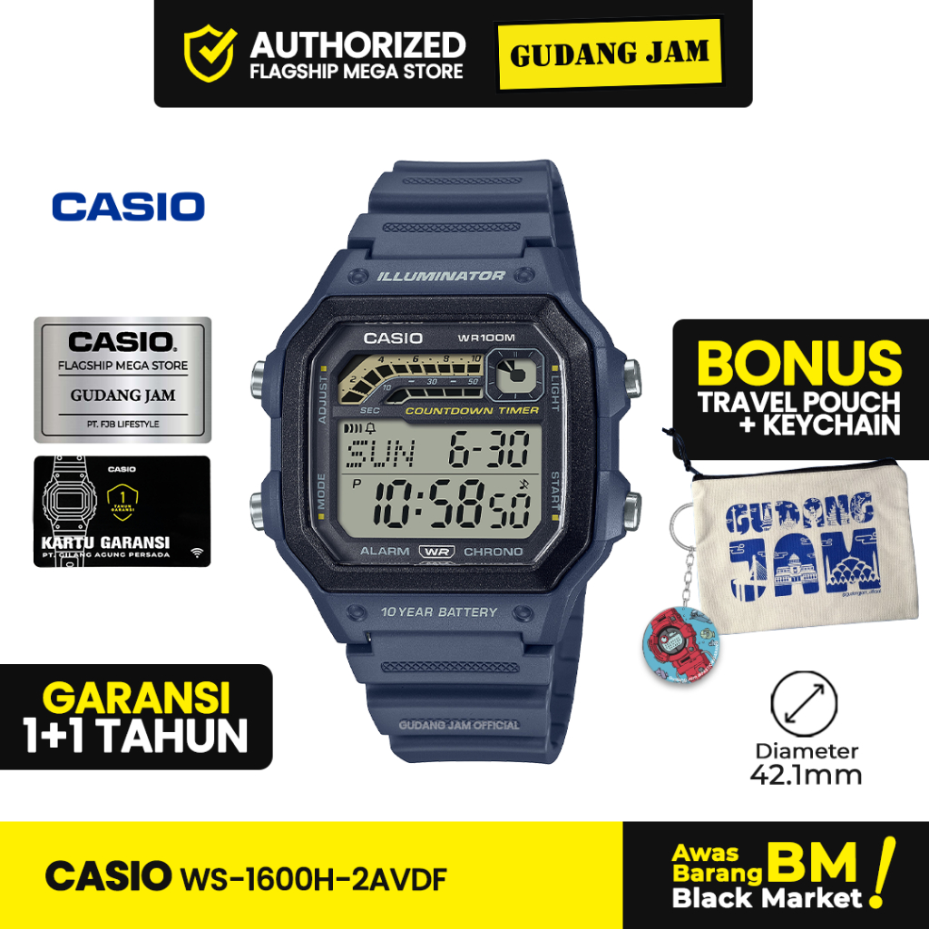 Jam Tangan Casio WS-1600H-2AVDF WS-1600H WS-1600 WS1600H WS 1600H