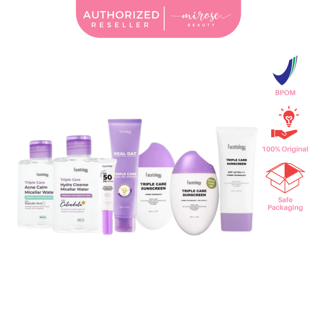 FACETOLOGY Series - Facetology TripleCare Sunscreen 40ml - 100ml / Facetology Sunscreen Acne / Facet