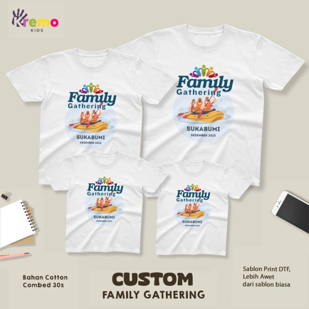 KAOS CUSTOM (GRATIS) FAMILY GATHERING SERIES RAFTING (TANGAN PANJANG)