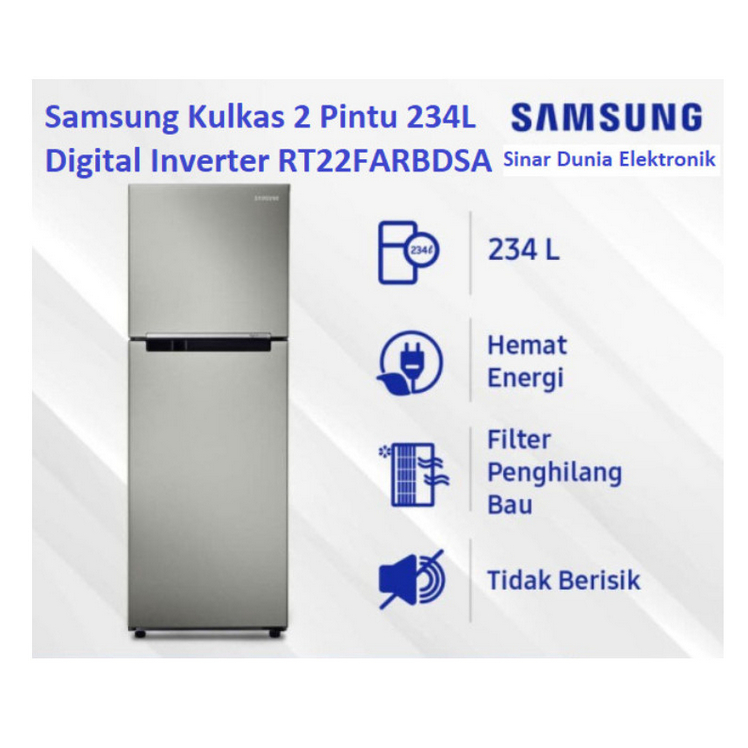 Samsung Kulkas 2 Pintu 234L Digital Inverter RT22FARBDSA RT22 RT22FAR