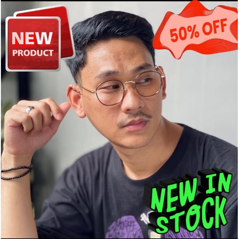 Frame Kacamata Model Bulat Bahan Titanium Unisex pria Wanita Bisa Minus Clinder Dan Baca Lensa Antir