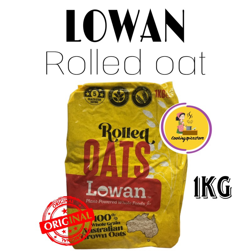 

LOWAN Wholegrain 1kg Rolled Oats Gandum Oatmeal Whole Grain Sereal Oat Meal Cereal 1 kg Great Taste Grow by Nature