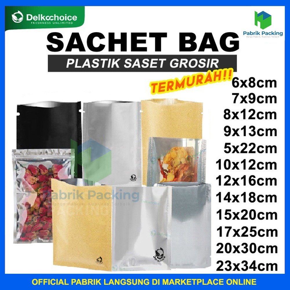 PLASTIK KEMASAN SACHET DELKOCHOICE ALUMUNIUM FOIL NON ZIPLOCK TERMURAH SATUAN