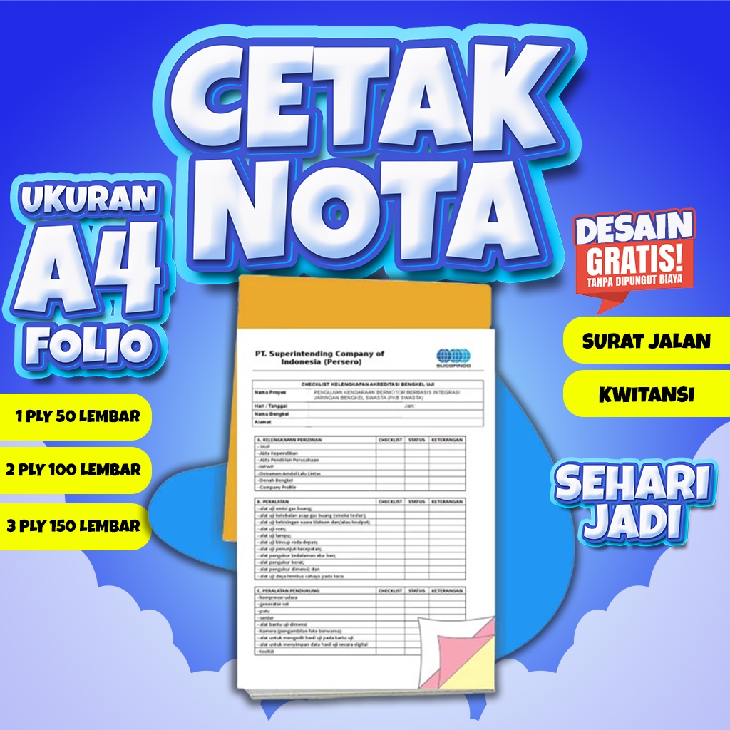 

CETAK NOTA CUSTOM INVOICE SURAT JALAN ISI 150 LEMBAR FULL COLOR UKURAN A4 21 x 29 Cm