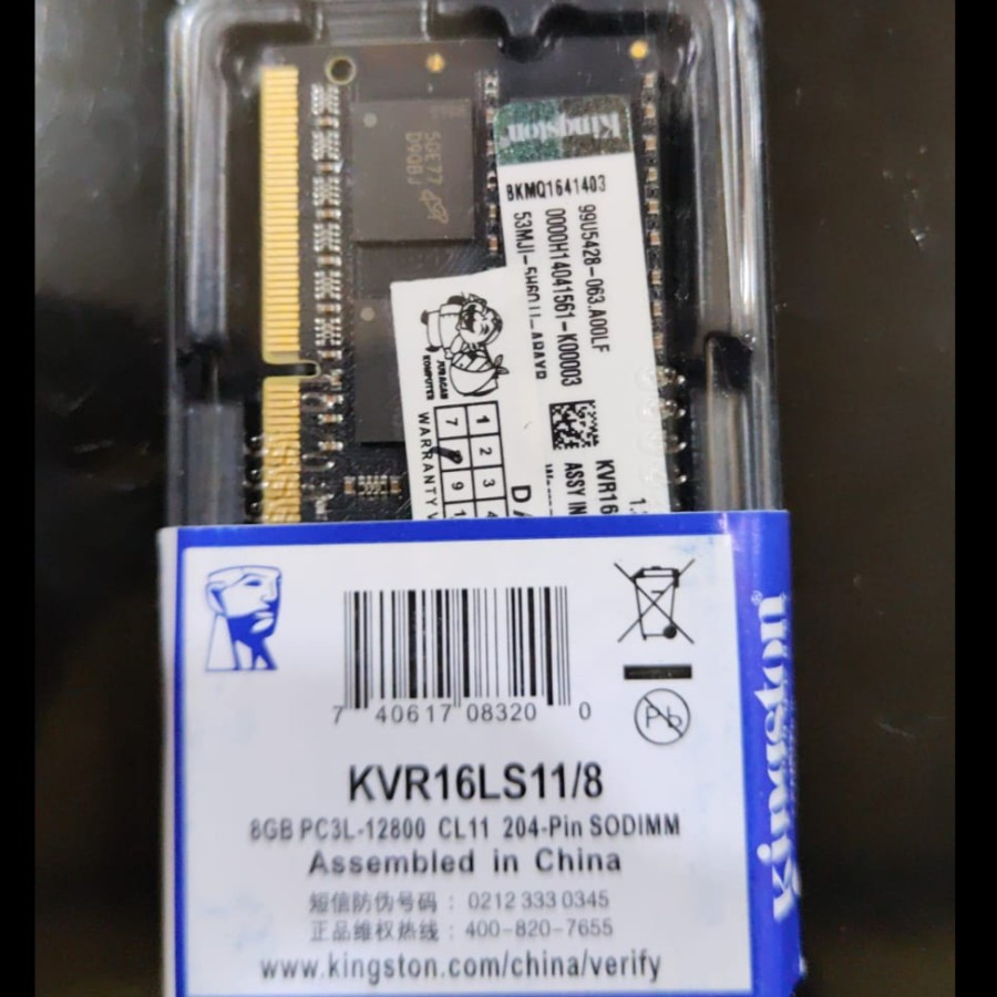 Memory Sodimm Kingston DDR3 8GB