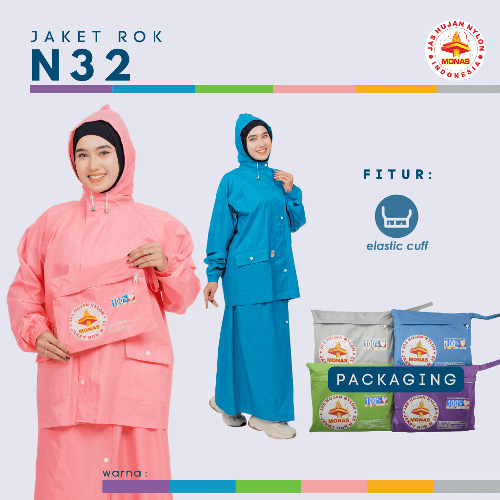 Jas Hujan Setelan Jaket Rok N32 Monas Bahan Nylon Bersertifikat ISO