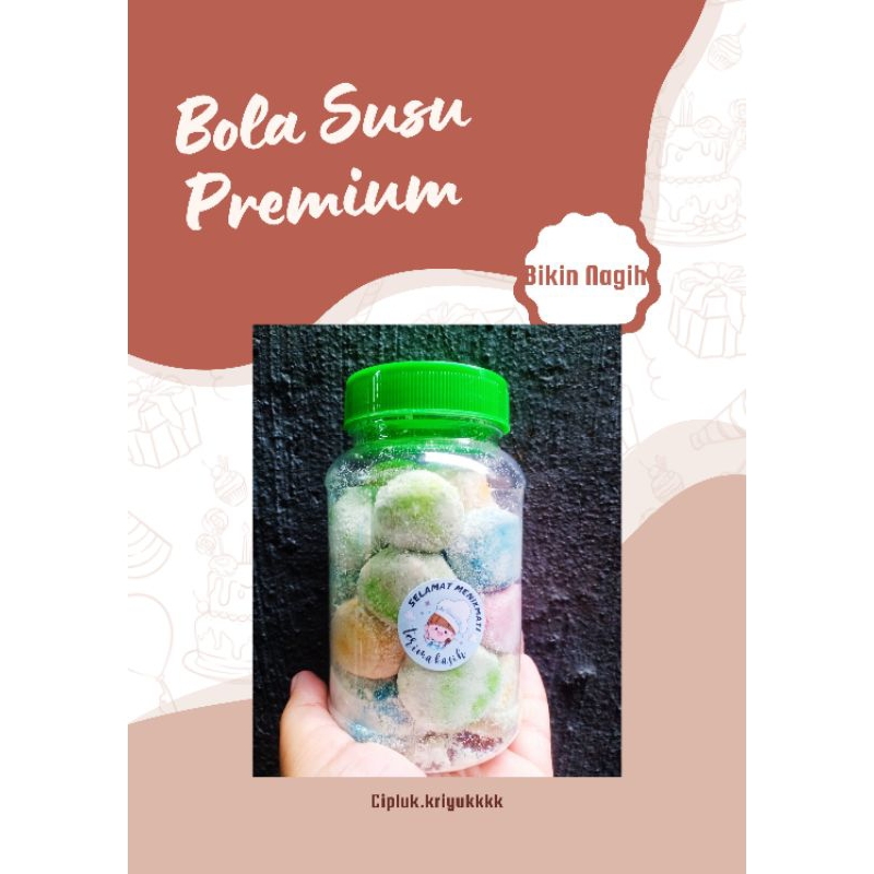 

Bola Susu Premium Dengan Taburan Susu Dancow Toples 300ML Bola Susu Viral