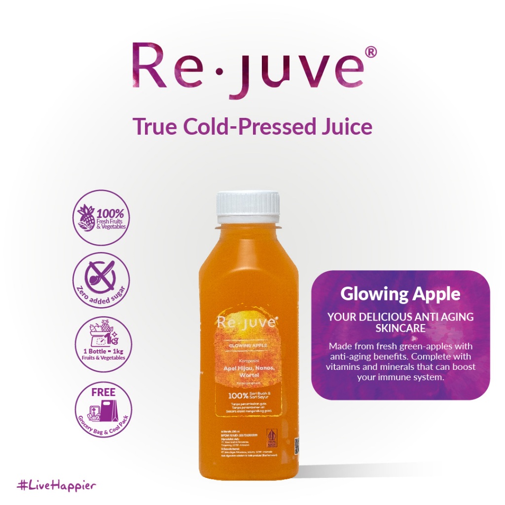 

Re.juve Jkt - Glowing Apple 250 ml (Cold-Pressed juice/ jus)