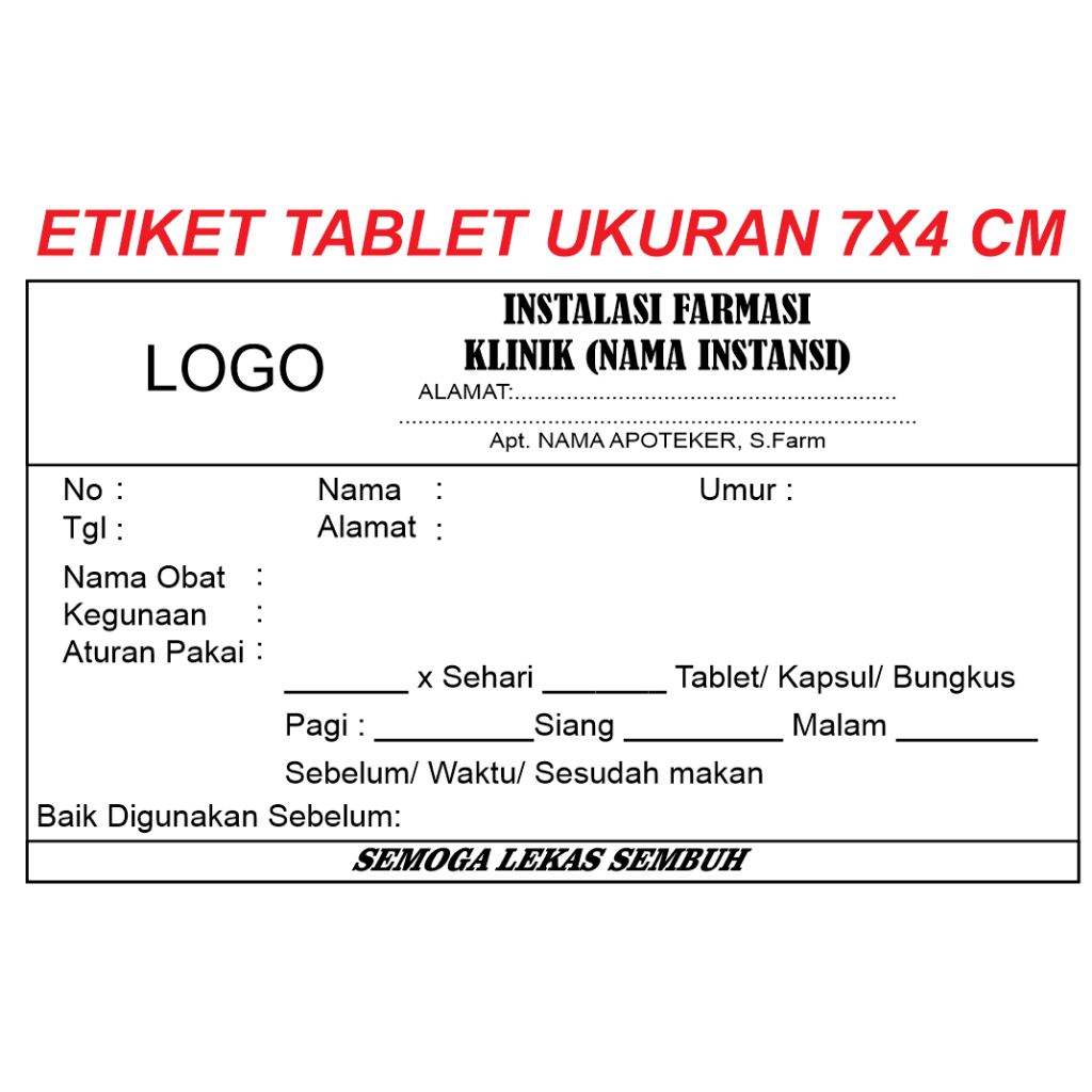 

Etiket Tablet, Sirup dan Obat Luar Ukuran 7x4 CM