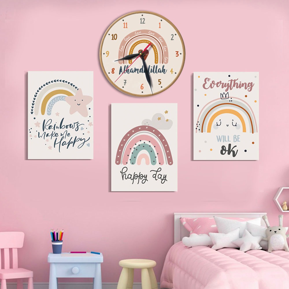 Jam dinding aesthetic kamar tidur | Hiasan kamar aesthetic | Jam dinding lucu - Set jam dan hiasan d