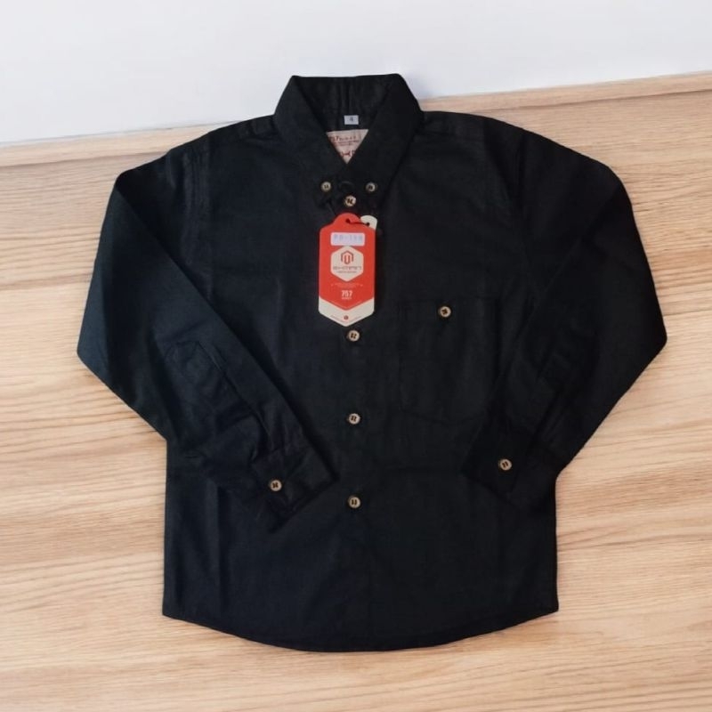 RB PROMO - Kemeja Anak putih Panjang - Kemeja Polos Anak Laki Laki - Kemeja Panjang Hitam polos