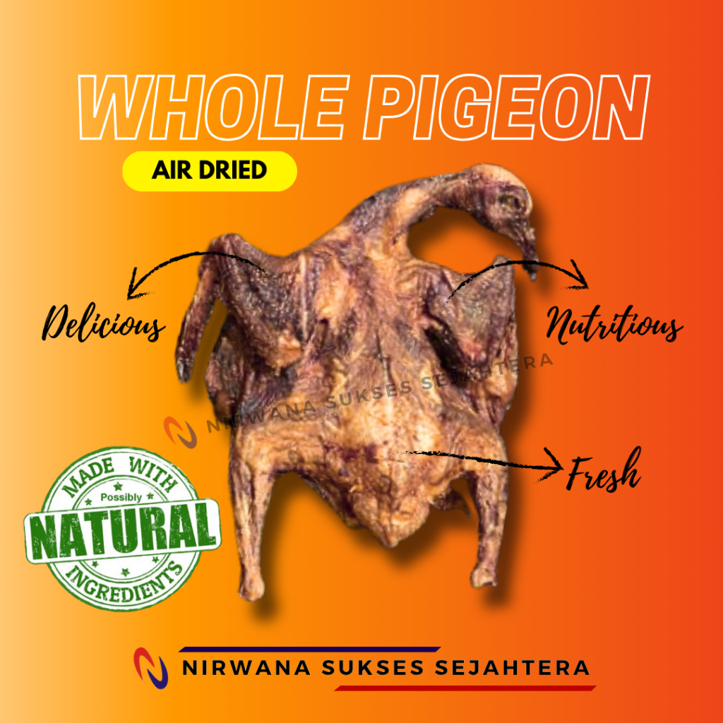 

DARA UTUH KERING / DEHYDRATED, AIR DRIED WHOLE PIGEON. CHEWS, TREATS, DENTAL CARE, SNACK FROM 100% NATURAL INGRADIENT NO ADDITIVE FOR DOG