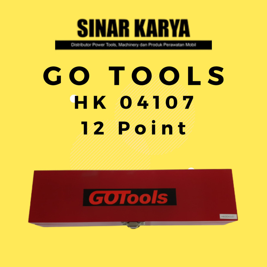 Kunci Sok GoTools HK 04107 10 Pcs DR Socket Set 12 Point Shock Handle
