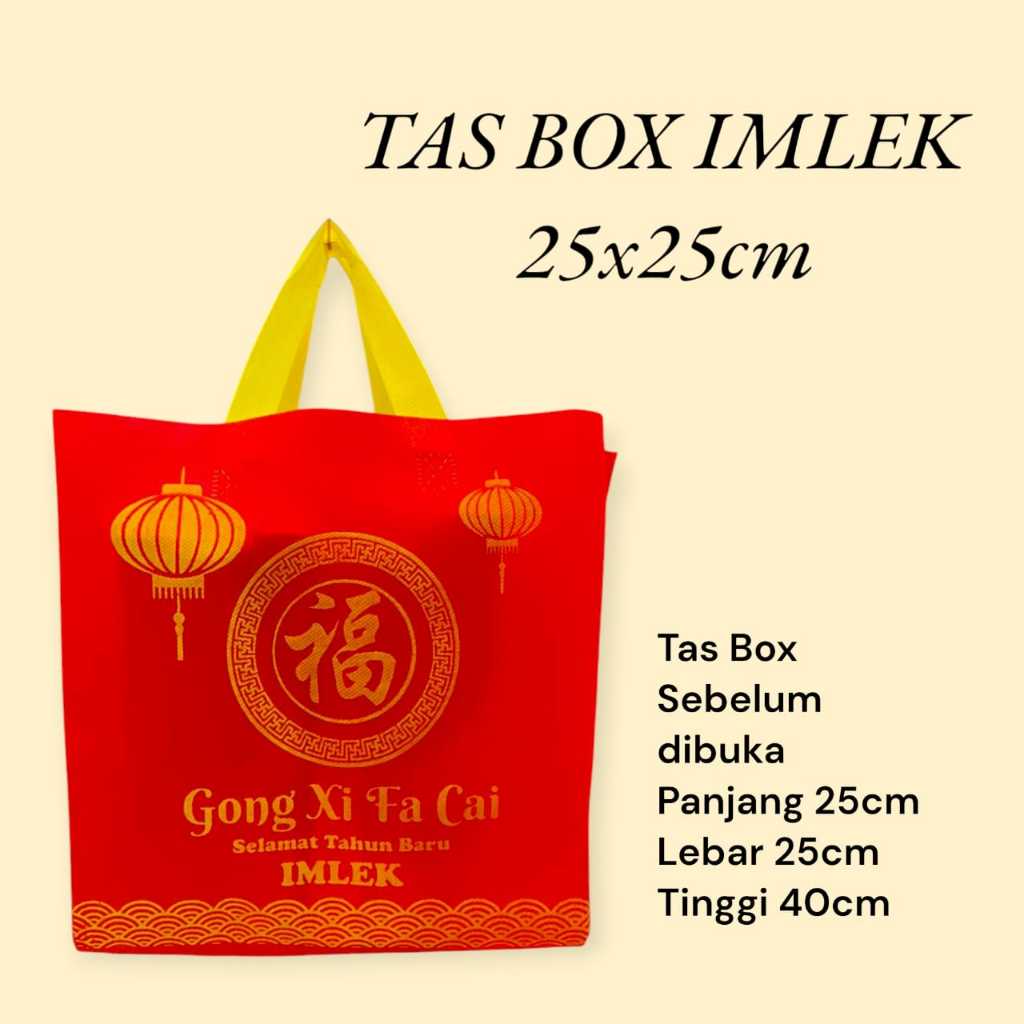 

( LUSINAN ) Tas Spunbond Kain Motif Chinese New Year / Tas Hampers Imlek Uk. 25x35 / 30x40 /38x45 / Box 25x25