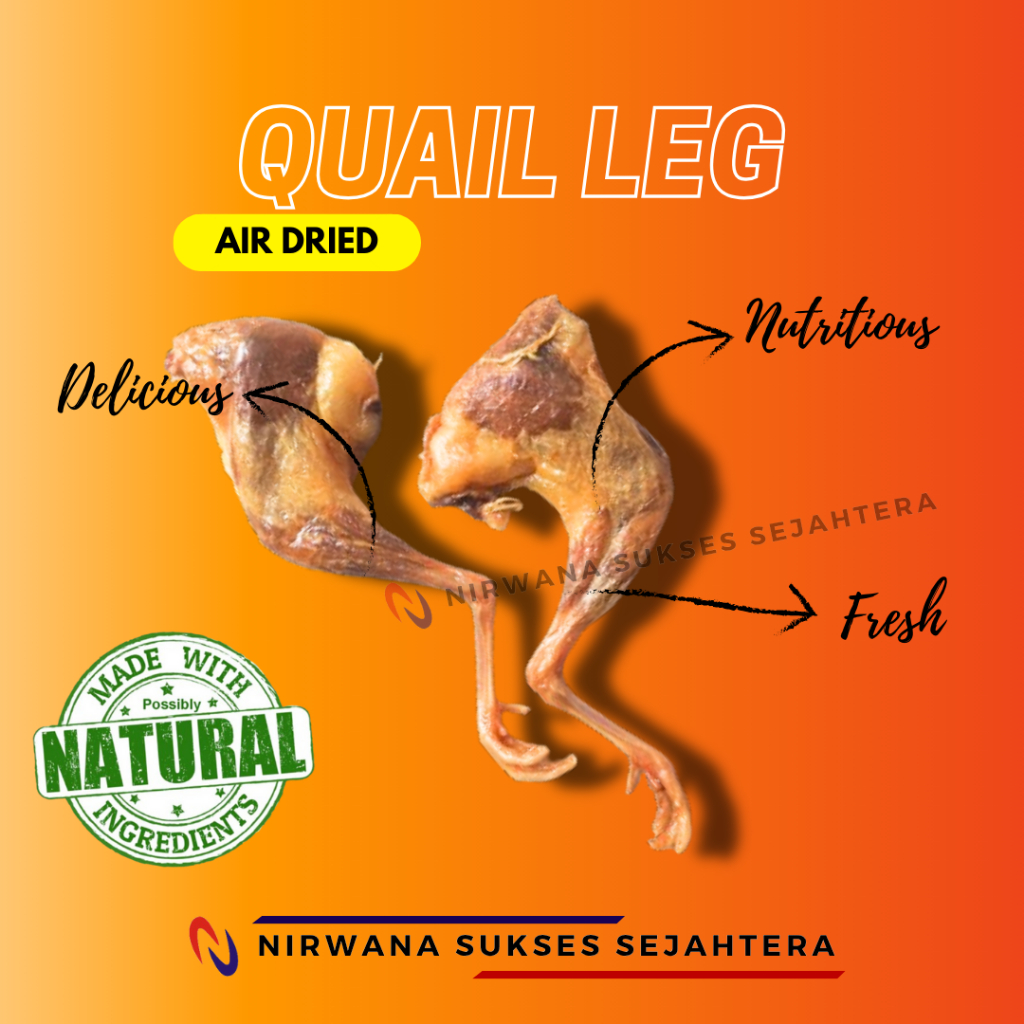 

PAHA PUYUH KERING / DEHYDRATED, AIR DRIED QUAIL LEG. CHEWS, TREATS, DENTAL CARE, SNACK FROM 100% NATURAL INGRADIENT NO ADDITIVE FOR DOG