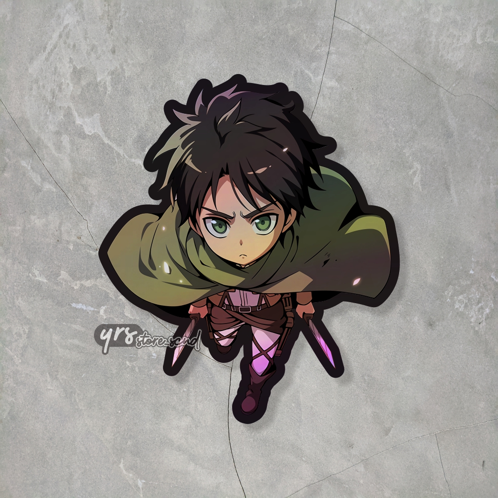 

Store Karakter Anime Sticker Hologram AOT Eren Jaeger Ukuran +- 5,6 x 6,5 cm sticker waterproof murah