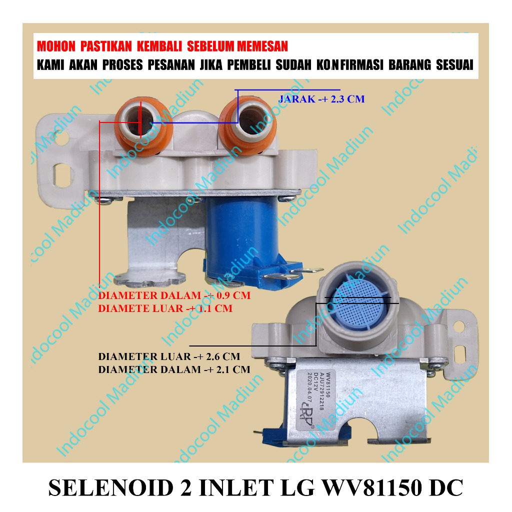 SIDLG1 INLET MESIN CUCI / SELENOID MESIN CUCI / SELENOID 2 INLET LG WV81150 DC