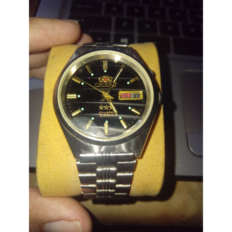 Jam Tangan Orient Three Star Black Gold