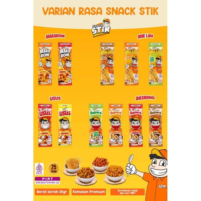 

snack stik harga satuan 25 gram