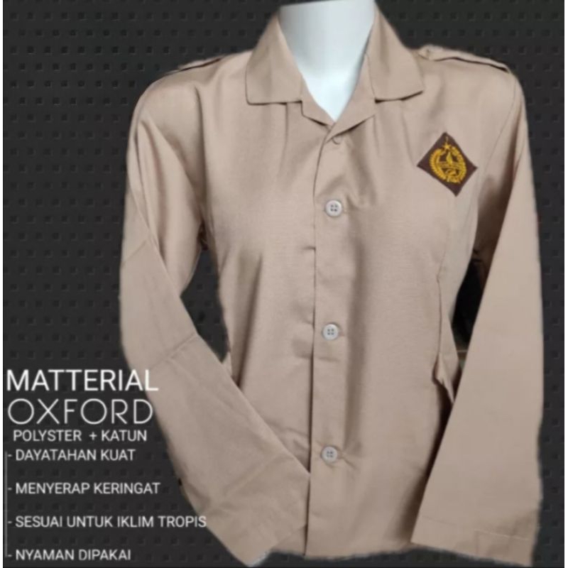 BAJU PRAMUKA SD SMP SMA PEREMPUAN LENGAN PANJANG MODEL KANTONG BAWAH TALI PINGGANG SERAGAM SEKOLAH K