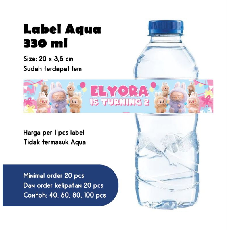 

LABEL AQUA 330 ML LABUBU CUSTOM NAMA HAPPY BIRTHDAY HIASAN DEKORASI ULTAH PESTA UCAPAN KERTAS GAMBAR STIKER TEMPELAN