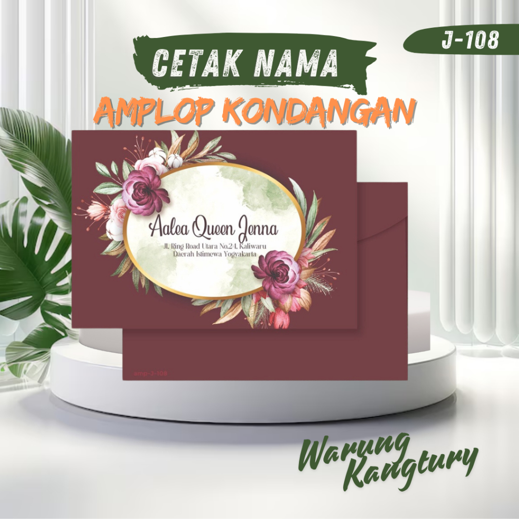 

Amplop kondangan atau angpau sumbang Custom nama dan alamat seri J-108