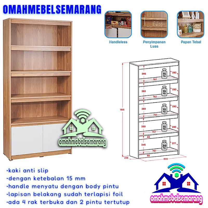 lemari hias rak buku 5 susun OLYMPIC DC GOLIATH tempat serbaguna multi fungsi display cabinet minima