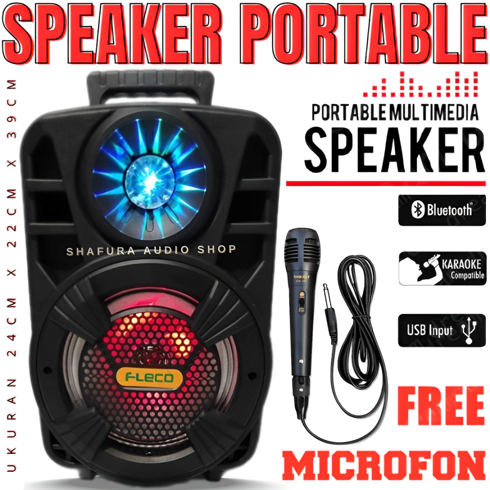 Speaker Bluetooth Mp3 Fleco F 804n | Fleco 8'5 Inch F-804n Plus Mic + Remote | Speaker Salon Bass / 
