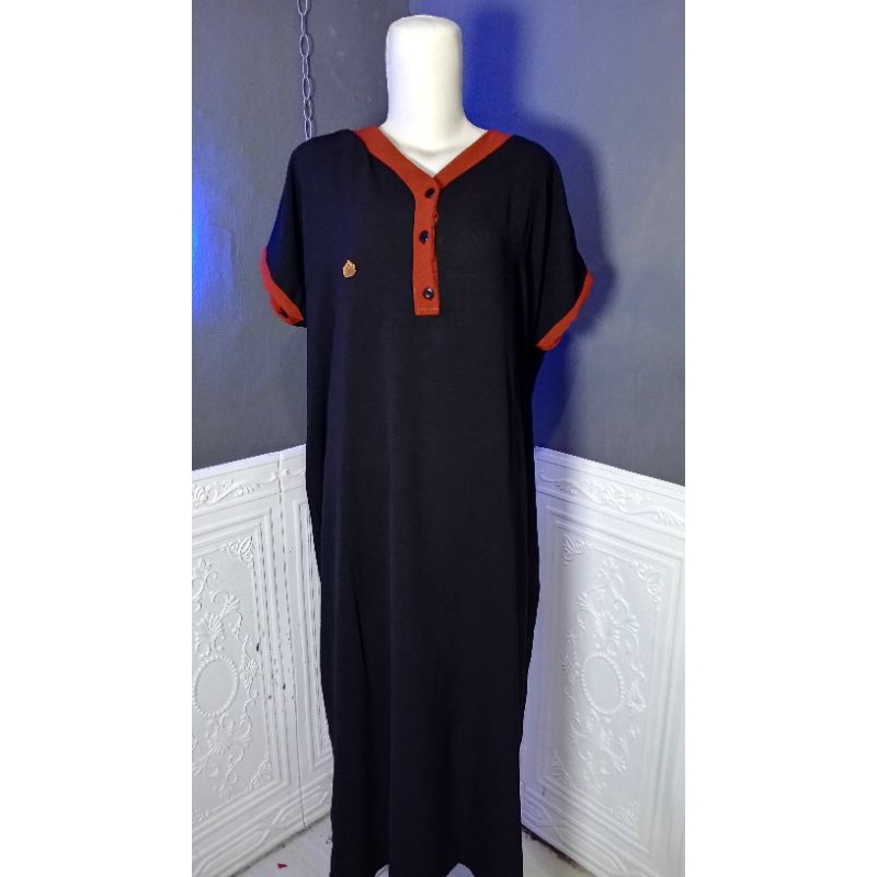 Dress Polos Chabita - Daster Crinkle Jumbo Motif Polos Lengan Pendek Kancing Depan Busui