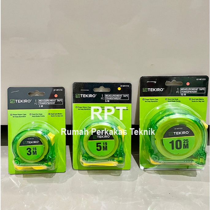 TEKIRO IWT Meteran Transparan / Meteran Rol Lapis Plastik ABS / Meteran Rol Lapis HD Karet  ( Heavy 