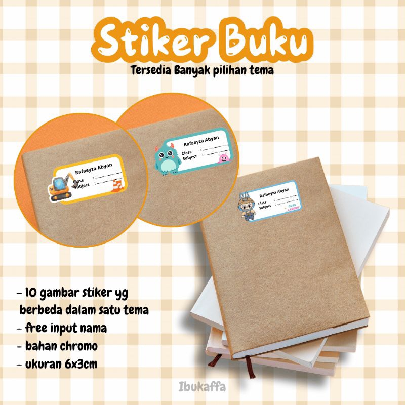 

Stiker Buku Karakter Lucu Custom Nama Banyak Pilihan Tema Kartun