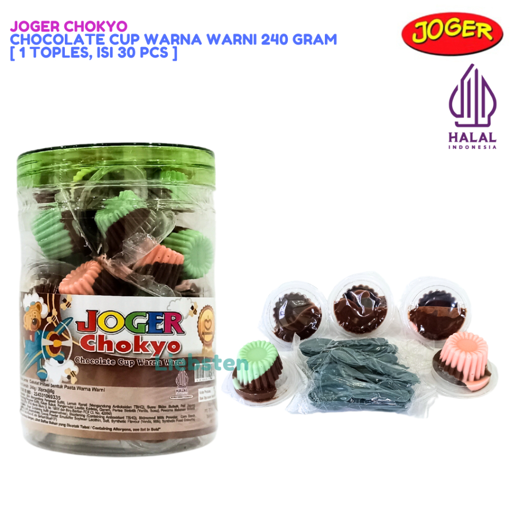 

Joger Chokyo Chocolate Cup Warna Warni 240 Gr [1 Toples, Isi 30 Pcs]