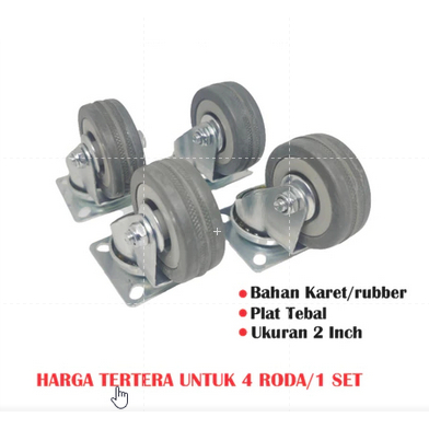 RB FUKUDA Roda Kastor 2 Inch ORANGE TEBAL Hidup TANPA REM / Castor Swifel Plate Etalase Troli PER