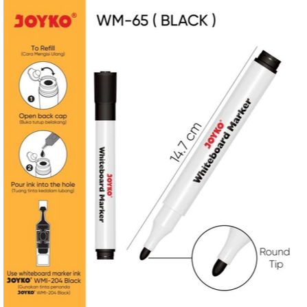 

Spidol White Board JOYKO WM-65 Non Permanent Marker Papan Tulis non permanen Wara HITAM - Satuan